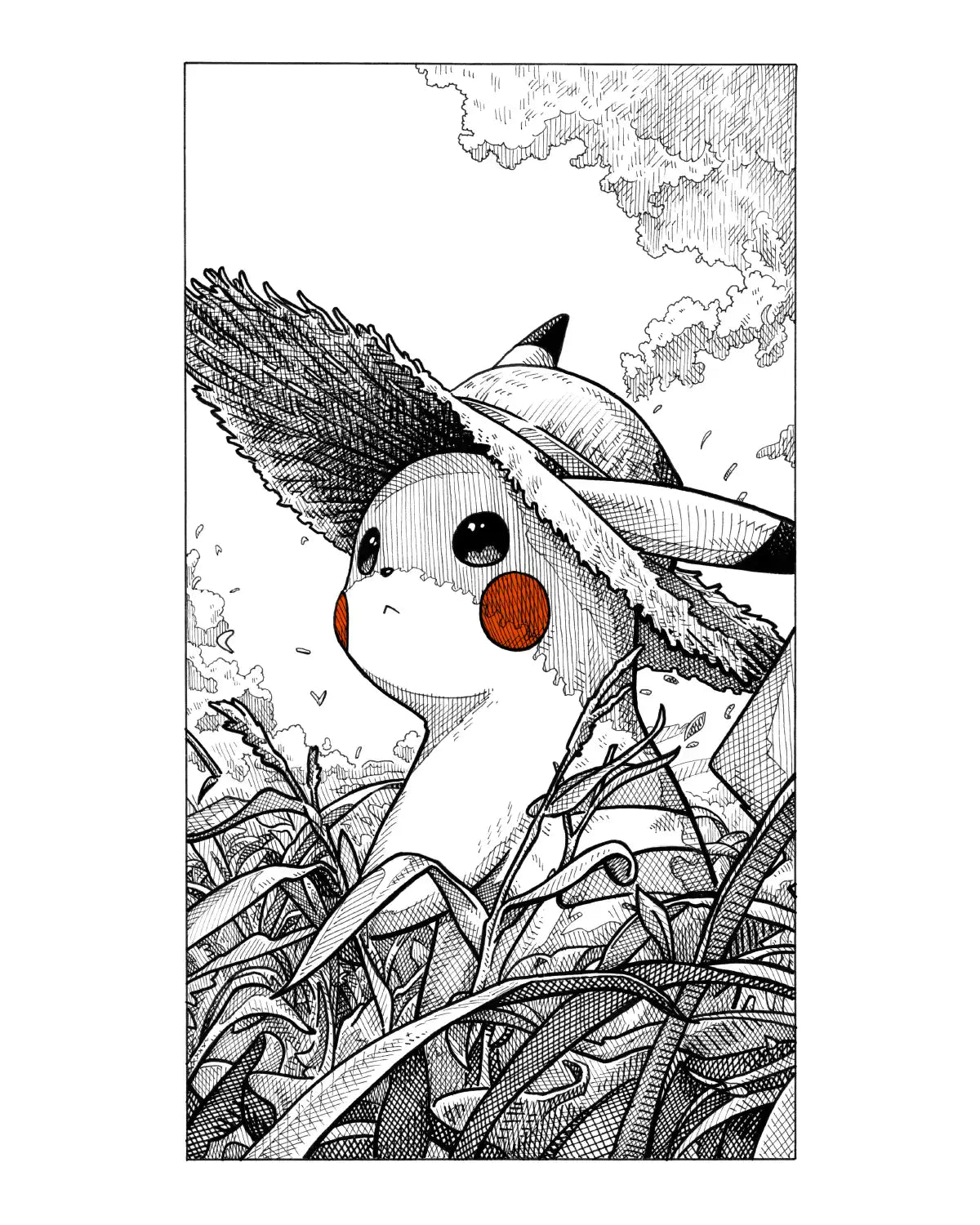 Pikachu et son Chapeau (Original A4)