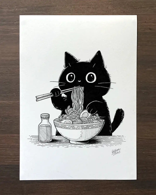 Chat & Nouilles (Original A4)