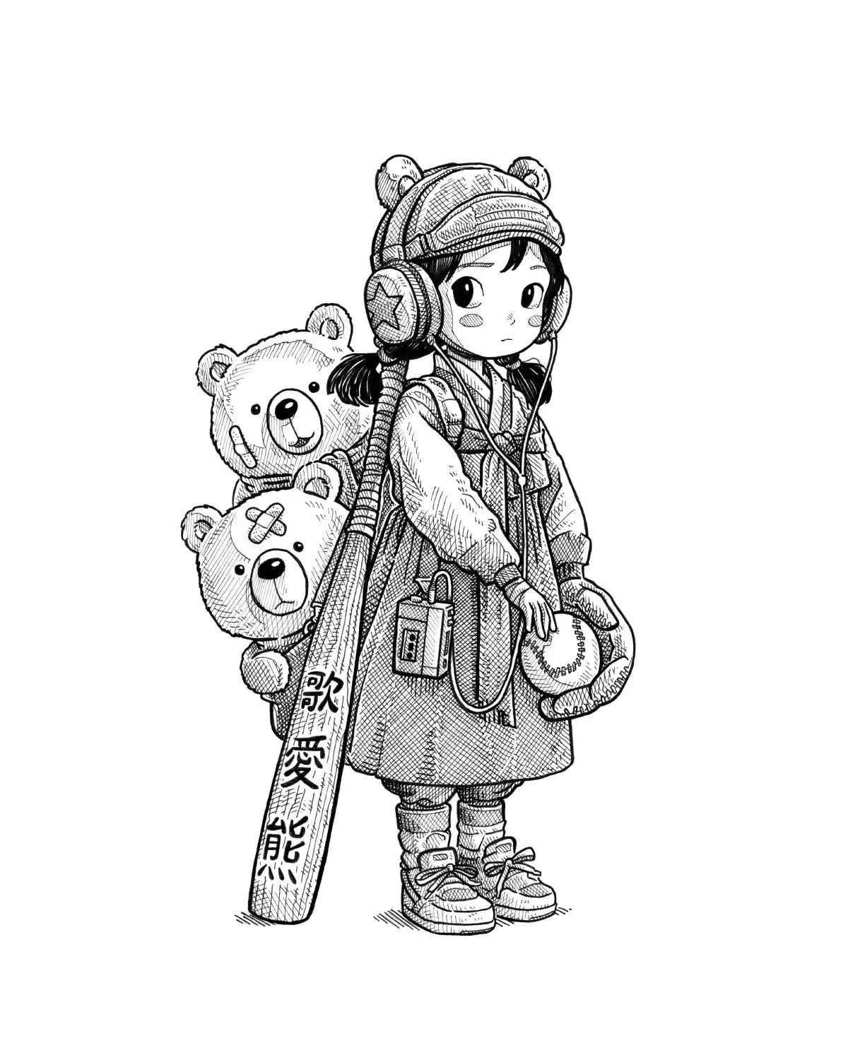 La Fillette aux Ours (Original A4)