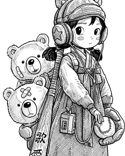 La Fillette aux Ours (Original A4)