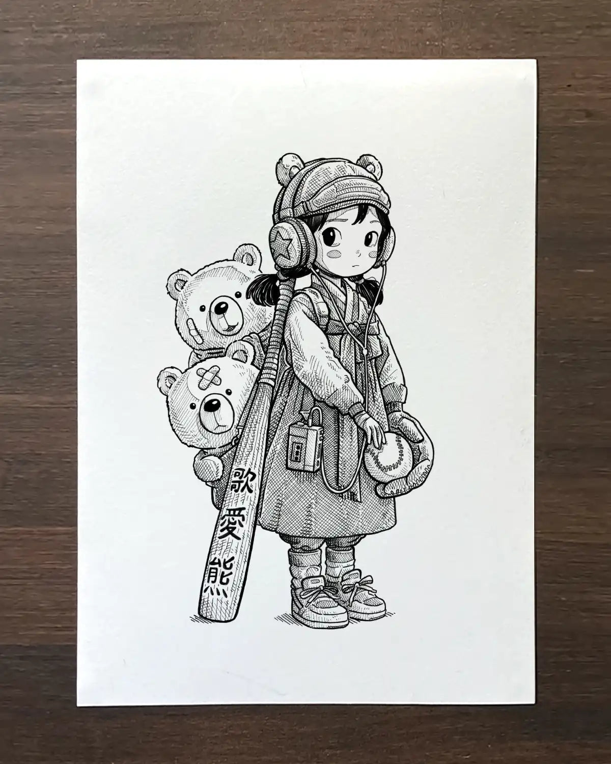 La Fillette aux Ours (Original A4)