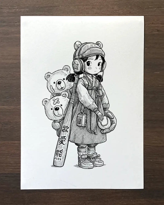 La Fillette aux Ours (Original A4)